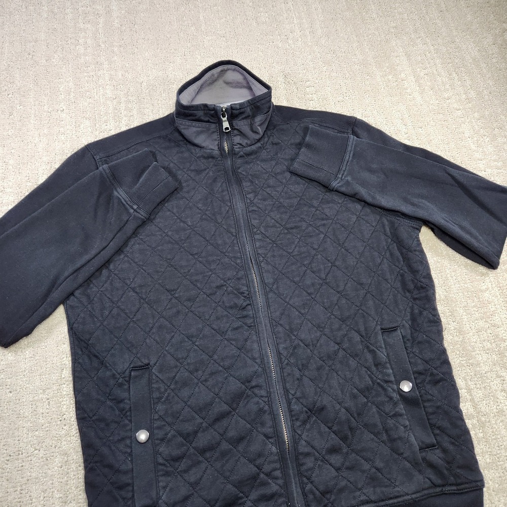 Banana Republic Jacket Men Medium Diamond Quilted Knit Full‎ Zip Cotton Black
